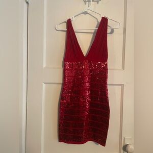 WOW Couture Red Backless Sequin Dress